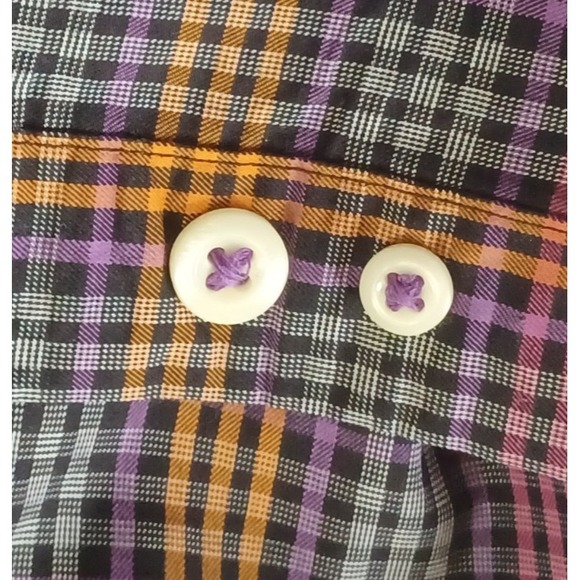 Peter Millar Men's Large Dark Rainbow Plaid Button-Down Shirt Classic Fit Preppy - Picture 7 of 8